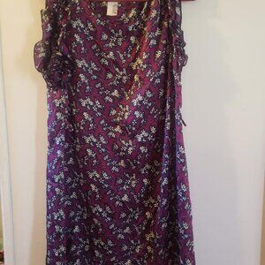 Womens maroon floral above knee dress size large